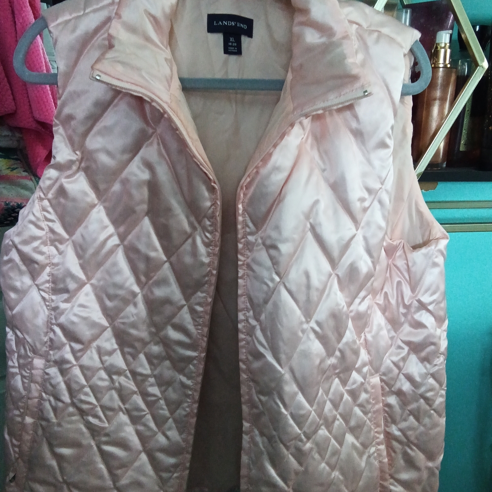 Lands' End Pale Pink Quilted Sleeveless Vest, Xl